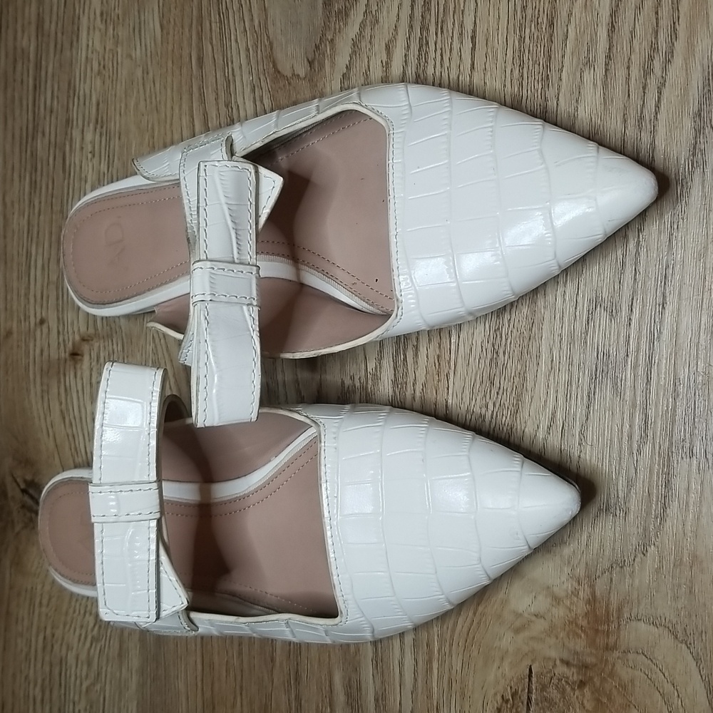 AD and Daughters Jemma Croc Embossed White Leather Slide In Mules Size 7 - Picture 2 of 10